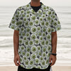 Frankenstein Eyeball Pattern Print Textured Short Sleeve Shirt