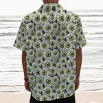 Frankenstein Eyeball Pattern Print Textured Short Sleeve Shirt