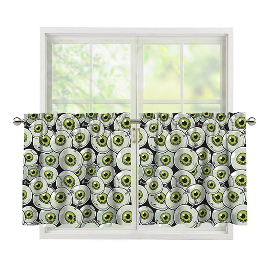 Frankenstein Eyeball Pattern Print Tier Curtains