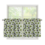 Frankenstein Eyeball Pattern Print Tier Curtains