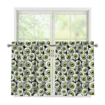 Frankenstein Eyeball Pattern Print Tier Curtains