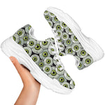 Frankenstein Eyeball Pattern Print White Chunky Shoes