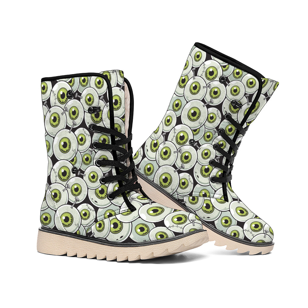 Frankenstein Eyeball Pattern Print Winter Boots