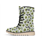 Frankenstein Eyeball Pattern Print Winter Boots