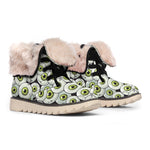 Frankenstein Eyeball Pattern Print Winter Boots