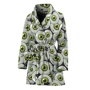 Frankenstein Eyeball Pattern Print Women's Bathrobe