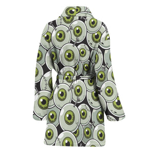 Frankenstein Eyeball Pattern Print Women's Bathrobe