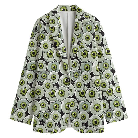 Frankenstein Eyeball Pattern Print Women's Blazer