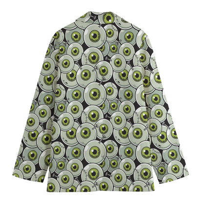 Frankenstein Eyeball Pattern Print Women's Blazer