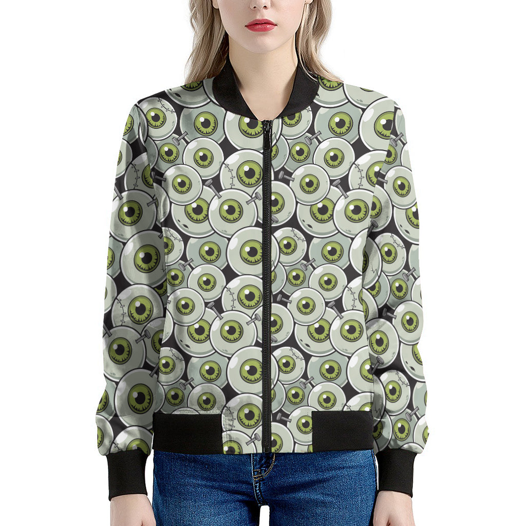 Frankenstein Eyeball Pattern Print Women's Bomber Jacket