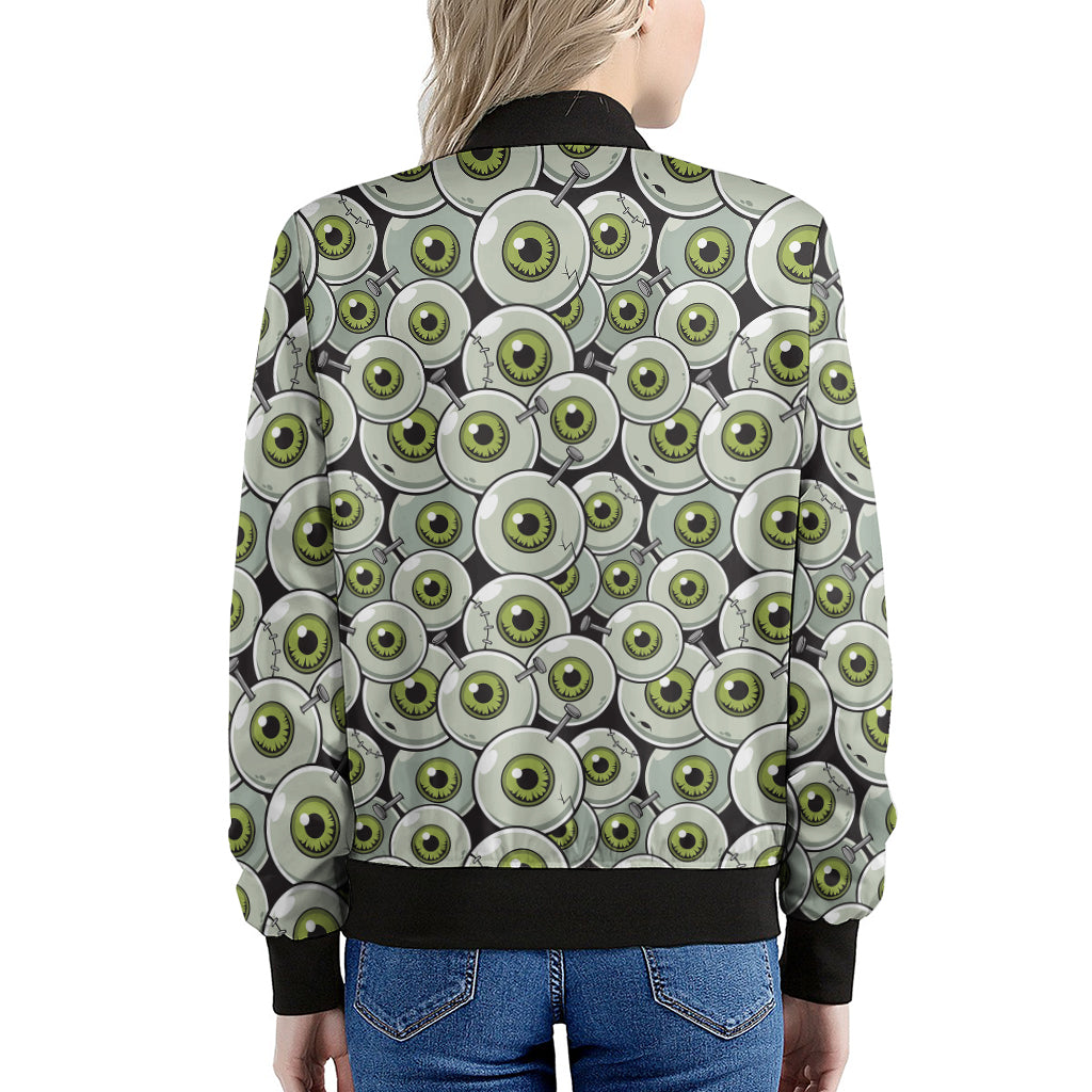 Frankenstein Eyeball Pattern Print Women's Bomber Jacket