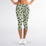 Frankenstein Eyeball Pattern Print Women's Capri Leggings