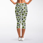 Frankenstein Eyeball Pattern Print Women's Capri Leggings