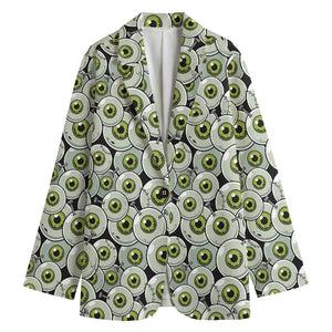 Frankenstein Eyeball Pattern Print Women's Cotton Blazer