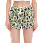 Frankenstein Eyeball Pattern Print Women's Split Running Shorts