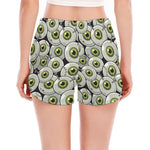 Frankenstein Eyeball Pattern Print Women's Split Running Shorts