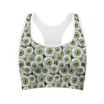 Frankenstein Eyeball Pattern Print Women's Sports Bra