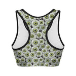 Frankenstein Eyeball Pattern Print Women's Sports Bra