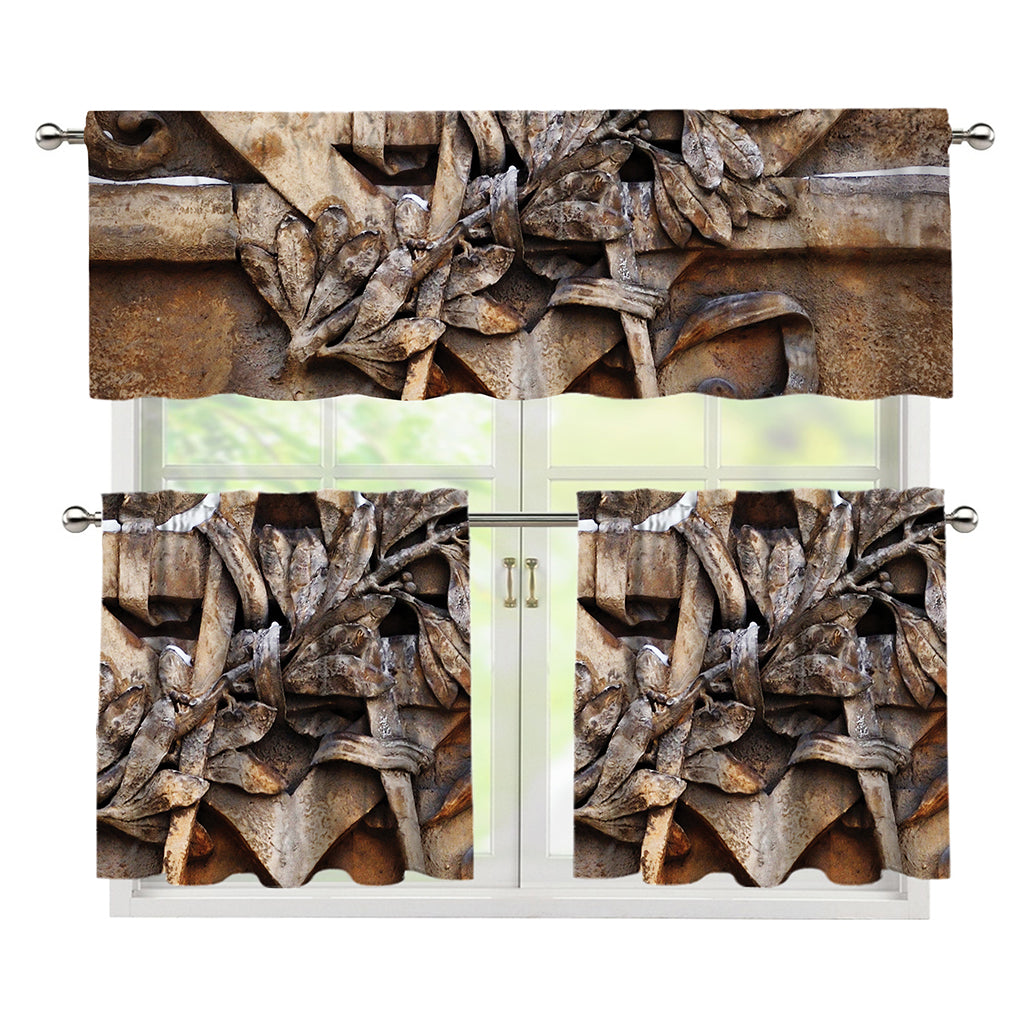 Freemasonry Emblem Print 3 Piece Kitchen Curtains