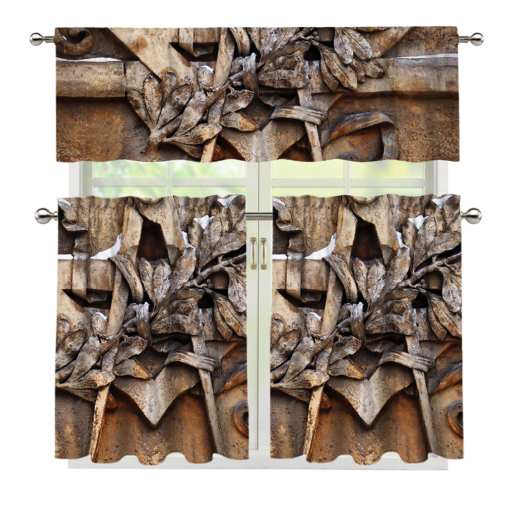 Freemasonry Emblem Print 3 Piece Kitchen Curtains