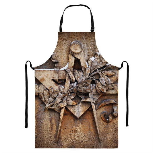 Freemasonry Emblem Print Bib Apron With Pocket