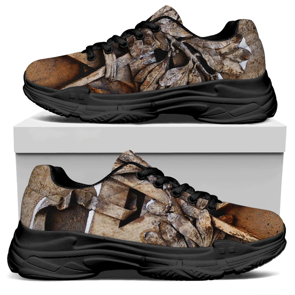 Freemasonry Emblem Print Black Chunky Shoes