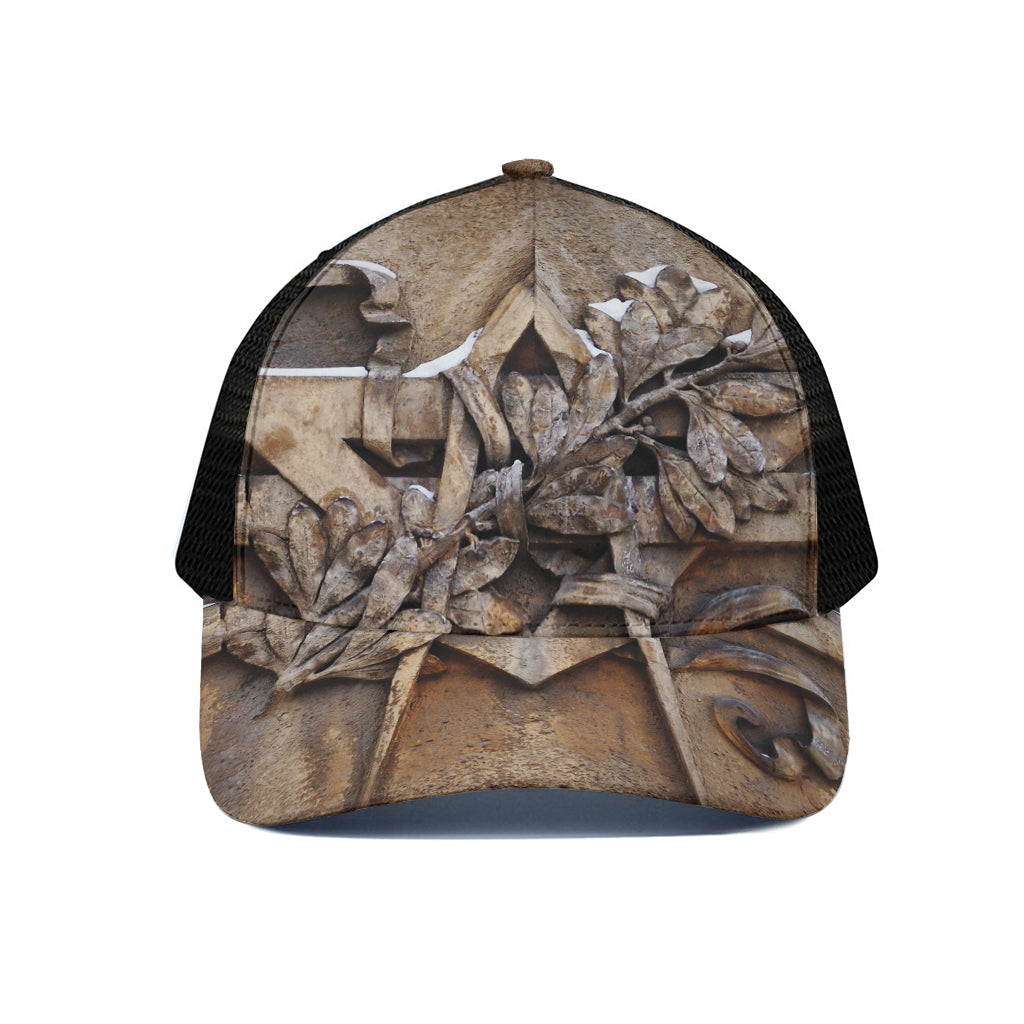 Freemasonry Emblem Print Black Mesh Trucker Cap