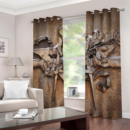 Freemasonry Emblem Print Blackout Grommet Curtains