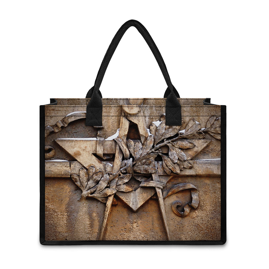 Freemasonry Emblem Print Canvas Tote Bag