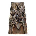 Freemasonry Emblem Print Cotton Front Slit Maxi Skirt