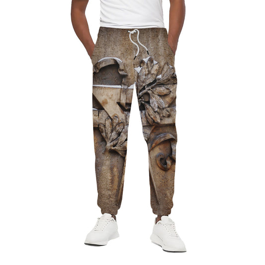 Freemasonry Emblem Print Cotton Pants