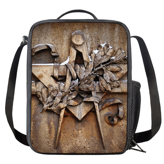 Freemasonry Emblem Print Crossbody Lunch Bag