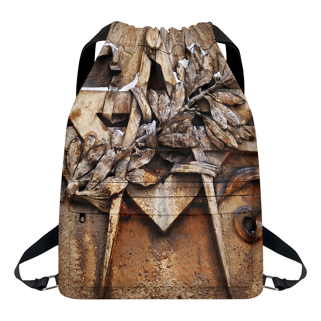 Freemasonry Emblem Print Drawstring Backpack