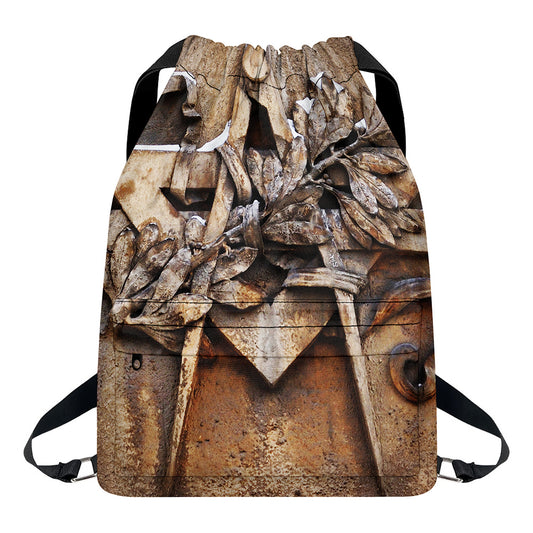 Freemasonry Emblem Print Drawstring Backpack