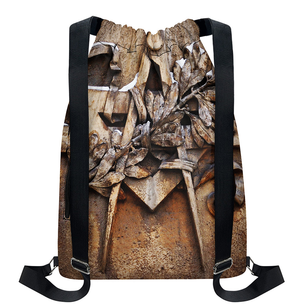 Freemasonry Emblem Print Drawstring Backpack