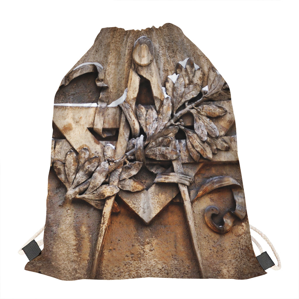 Freemasonry Emblem Print Drawstring Bag