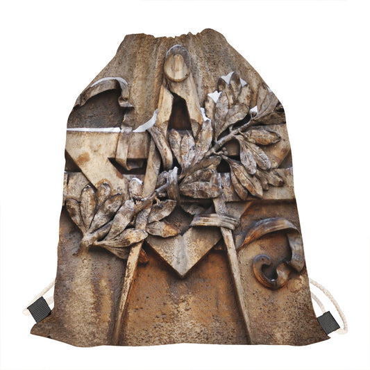 Freemasonry Emblem Print Drawstring Bag