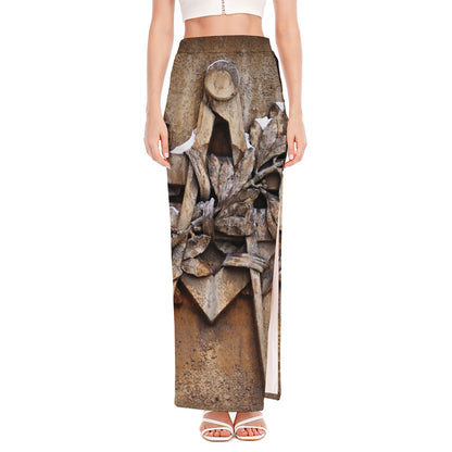 Freemasonry Emblem Print High Slit Maxi Skirt