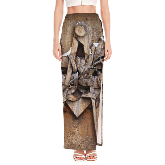 Freemasonry Emblem Print High Slit Maxi Skirt