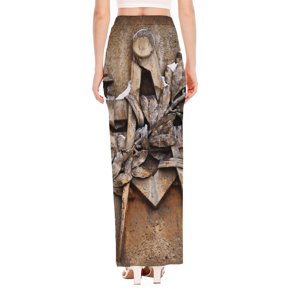 Freemasonry Emblem Print High Slit Maxi Skirt