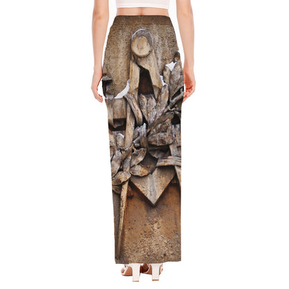 Freemasonry Emblem Print High Slit Maxi Skirt