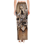 Freemasonry Emblem Print High Slit Maxi Skirt