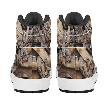 Freemasonry Emblem Print High Top Leather Sneakers