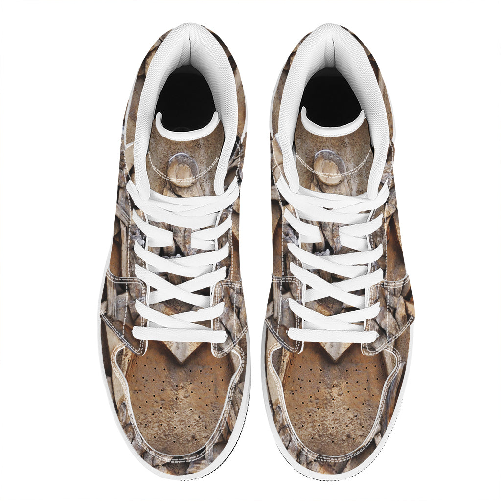 Freemasonry Emblem Print High Top Leather Sneakers