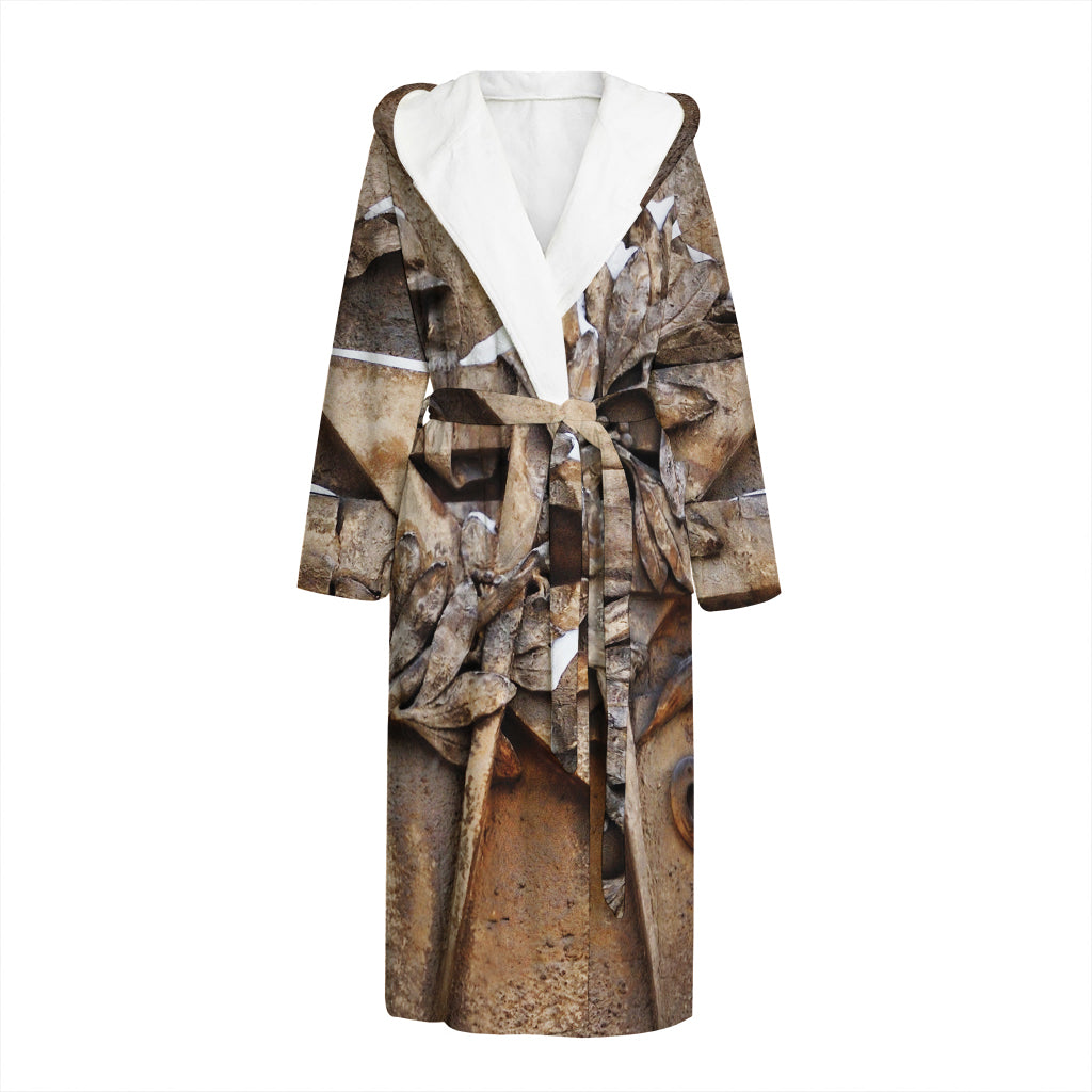 Freemasonry Emblem Print Hooded Bathrobe