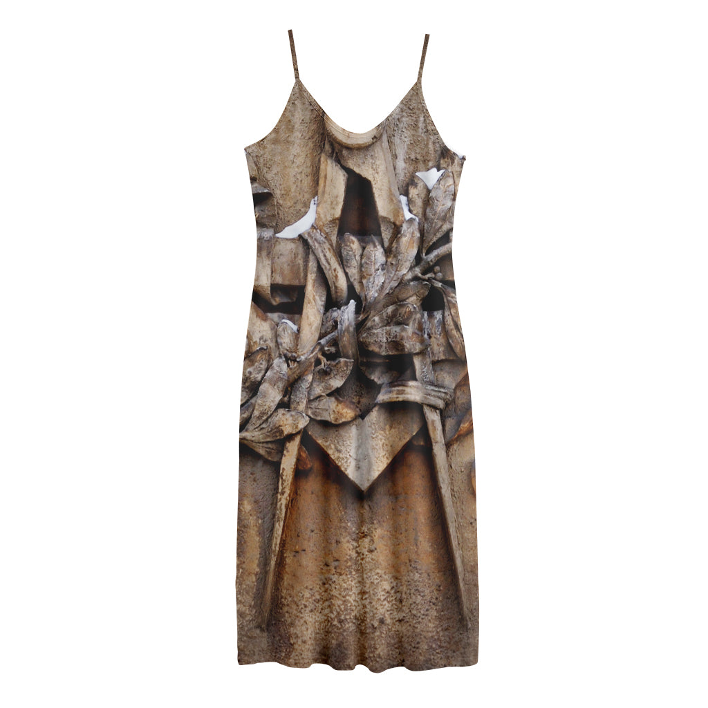 Freemasonry Emblem Print Jersey Midi Cami Dress