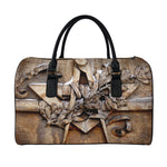 Freemasonry Emblem Print Leather Duffle Bag