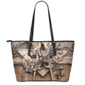Freemasonry Emblem Print Leather Tote Bag With Zipper