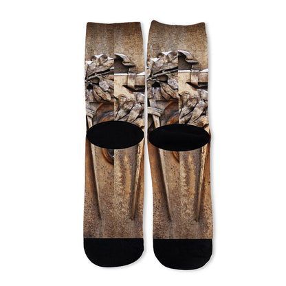 Freemasonry Emblem Print Long Socks