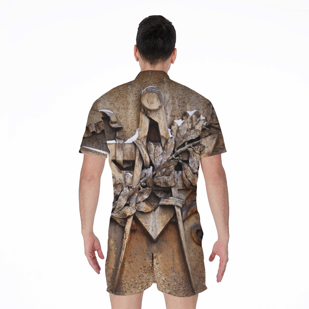 Freemasonry Emblem Print Men's Rompers